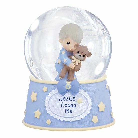 Precious Moments ''Jesus Loves Me'' Boy Holding Teddy Bear Musical Waterball 1 Precious Moments ''Jesus Loves Me'' Boy Holding Teddy Bear Musical Waterball
