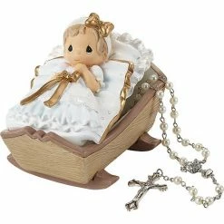 Precious Moments Cradled In His Love Girl Rosary & Rosary Box Table Decor 2-piece Set