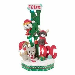 Precious Moments Light-Up Feliz Navi-Dog Musical Christmas Table Decor