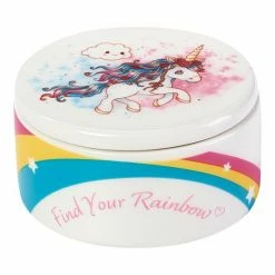Precious Moments Find Your Rainbow Ceramic Unicorn Covered Box