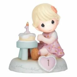Precious Moments Age 1 Girl & Cake Figurine Blonde