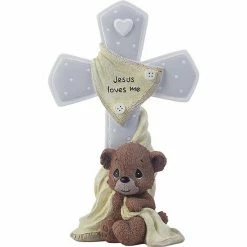Precious Moments Jesus Loves Me Bear Cross Table Decor