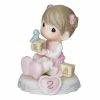 Precious Moments Age 2 Girl & Blocks Figurine Brunette