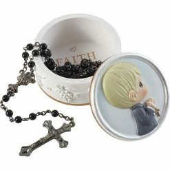 Precious Moments First Communion Boy Rosary Box Table Decor