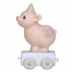 Precious Moments Birthday Train Pig Age 3 Figurine
