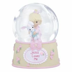 Precious Moments ''Jesus Loves Me'' Girl Holding Bunny Musical Waterball