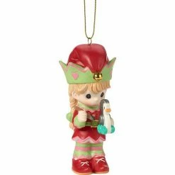 Precious Moments Elf With Toy Penguin Christmas Ornament