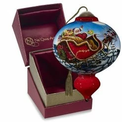 Precious Moments Santa Sleigh Glass Christmas Ornament