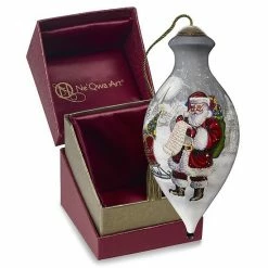 Precious Moments Santa & Sleigh Glass Christmas Ornament