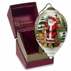 Precious Moments Santa Glass Christmas Ornament