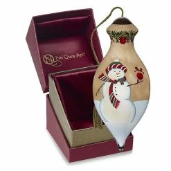Precious Moments Snowman Finial Glass Christmas Ornament
