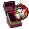 Precious Moments Snowman Presents Glass Christmas Ornament