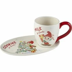 Precious Moments Gnome Milk Cookies For Santa Plate & Cup 2-piece Set