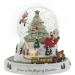 Precious Moments Santa Christmas Tree Snow Globe Table Decor