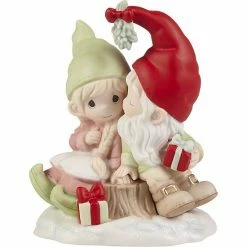 Precious Moments Christmas Elves Mistletoe Figurine Table Decor