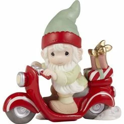 Precious Moments Christmas Elf Scooter Figurine Table Decor