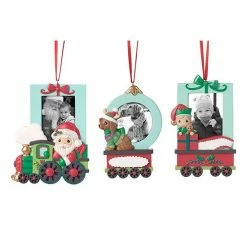 Precious Moments Christmas Train Picture Frame Ornaments 3-piece Set