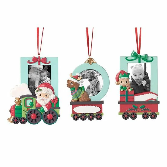 Precious Moments Christmas Train Picture Frame Ornaments 3-piece Set 1 Precious Moments Christmas Train Picture Frame Ornaments 3-piece Set